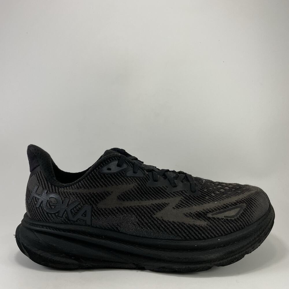 Hoka One One Clifton 9 Wide Mens Size 12 EE Black Running Shoes Athletic Sneaker